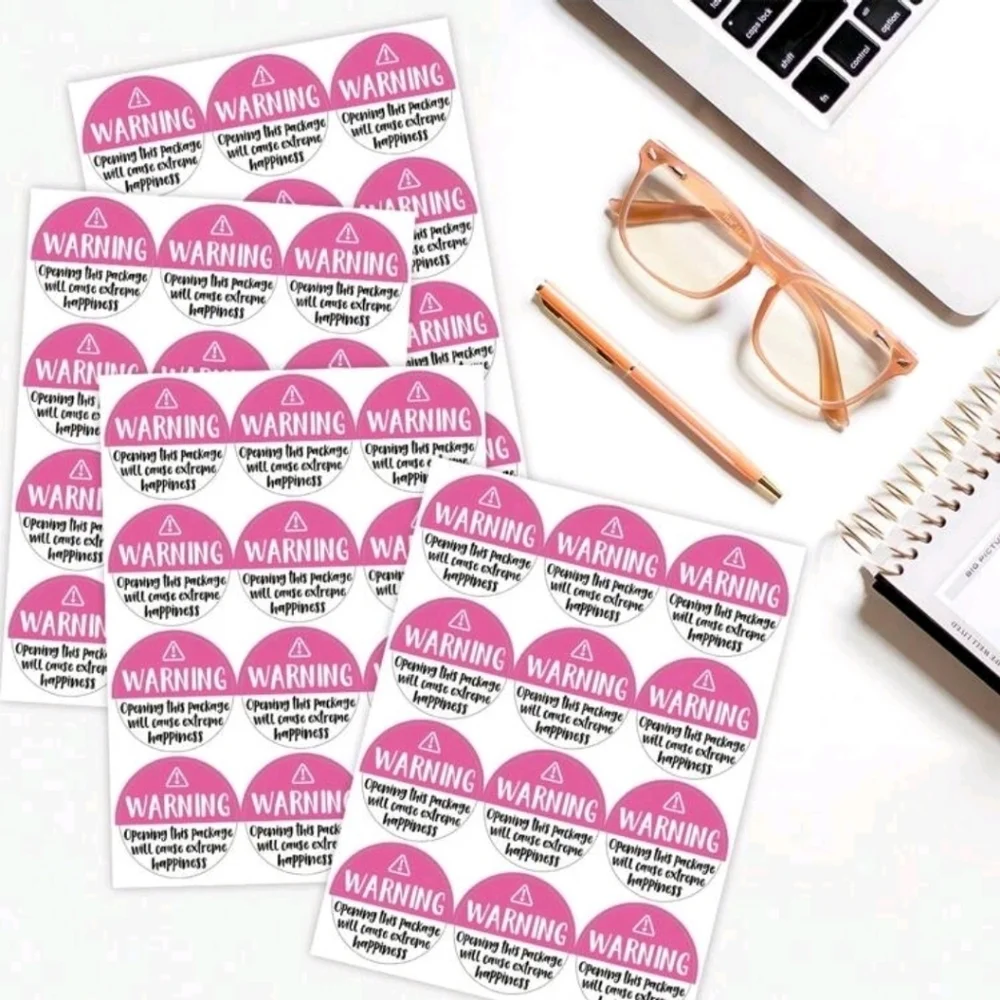 ✨️🩷 60 Black+ Pink Adorable Warning, Extreme Happiness Labels stickers pack✨️🩷